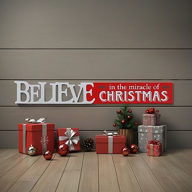 Parisloft Believe in the Miracle of Christmas Wood Wall Plaque