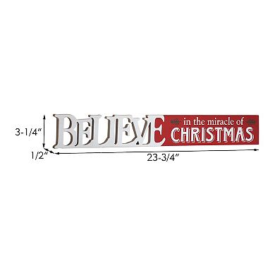 Parisloft Believe in the Miracle of Christmas Wood Wall Plaque