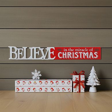 Parisloft Believe in the Miracle of Christmas Wood Wall Plaque