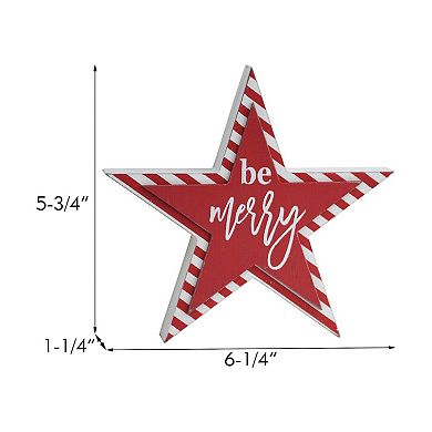 Parisloft Be Merry Star-shaped Christmas Wood Tabletop Photo Holder