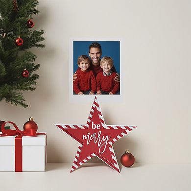 Parisloft Be Merry Star-shaped Christmas Wood Tabletop Photo Holder