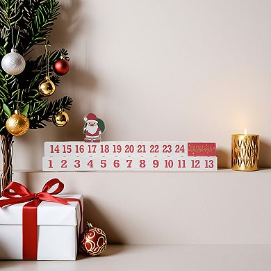 Parisloft Christmas Countdown Wood Tabletop Sign with Santa