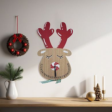 Parisloft Reindeer Shaped Wood Wall Christmas Countdown Calendar