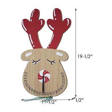 Parisloft Reindeer Shaped Wood Wall Christmas Countdown Calendar