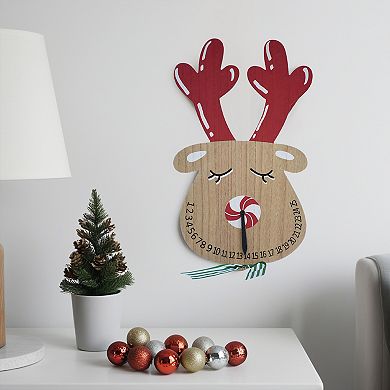 Parisloft Reindeer Shaped Wood Wall Christmas Countdown Calendar