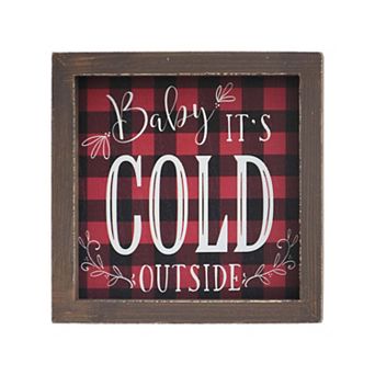 Parisloft Baby It's Cold Outside Framed Wood Christmas Tabletop Decor
