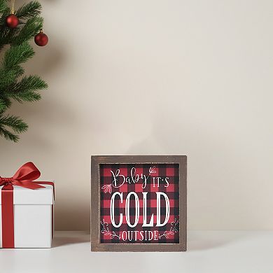 Parisloft Baby It's Cold Outside Framed Wood Christmas Tabletop Decor