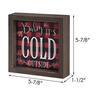 Parisloft Baby It's Cold Outside Framed Wood Christmas Tabletop Decor