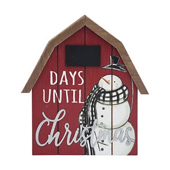 Parisloft Countdown to Christmas Barn Shaped Wood Tabletop Sign with Chalkboard