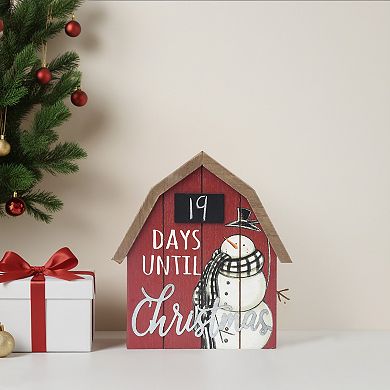 Parisloft Countdown to Christmas Barn Shaped Wood Tabletop Sign with Chalkboard