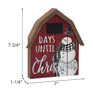 Parisloft Countdown to Christmas Barn Shaped Wood Tabletop Sign with Chalkboard