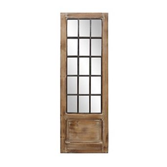 Parisloft Farmhouse Rectangular Windowpane Wood and Metal Wall Mirror - 15"x 47.25"