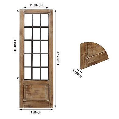 Parisloft Farmhouse Rectangular Windowpane Wood and Metal Wall Mirror - 15"x 47.25"