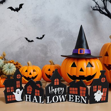 Parisloft 20.5"L Happy Halloween Haunted House Wood Foldable Tabletop Decor