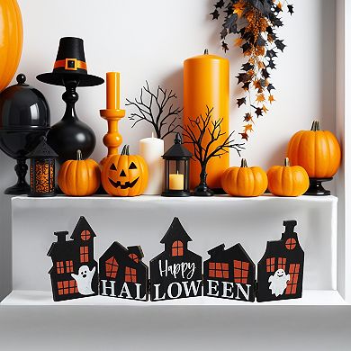 Parisloft 20.5"L Happy Halloween Haunted House Wood Foldable Tabletop Decor