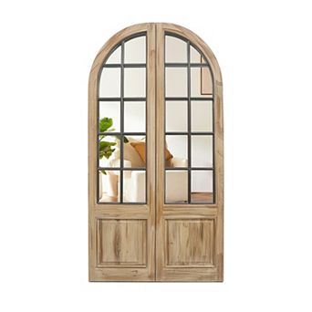 Parisloft Arched Windowpane Wall Mirror Set for Living Room - 24 x 47.25 Inch