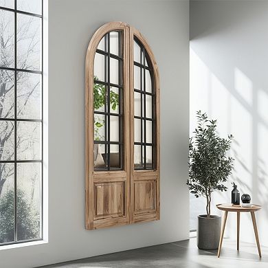 Parisloft Arched Windowpane Wall Mirror Set for Living Room - 24 x 47.25 Inch