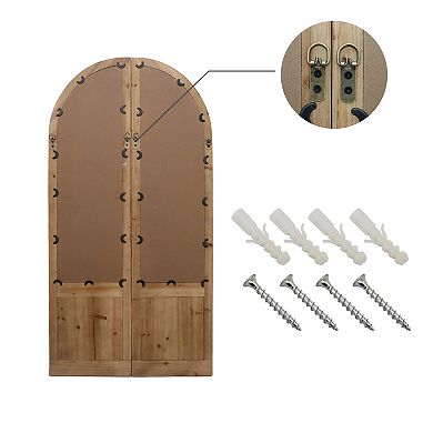 Parisloft Arched Windowpane Wall Mirror Set for Living Room - 24 x 47.25 Inch