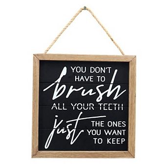 Parisloft Brush Your Teeth Funny Bathroom Wall Hanging Sign Decor