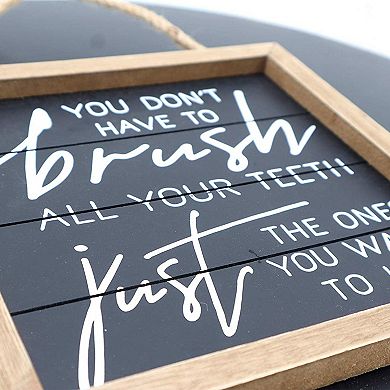 Parisloft Brush Your Teeth Funny Bathroom Wall Hanging Sign Decor