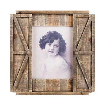 Parisloft Barn Door Wood Wall Picture Frame for 8x10 inch Photo, Rustic Farmhouse Decor, Brown