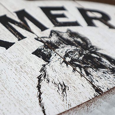 Parisloft Farmer's Market Open Daily Wood and Metal Wall Sign, Rustic Farmhouse Wall Decor