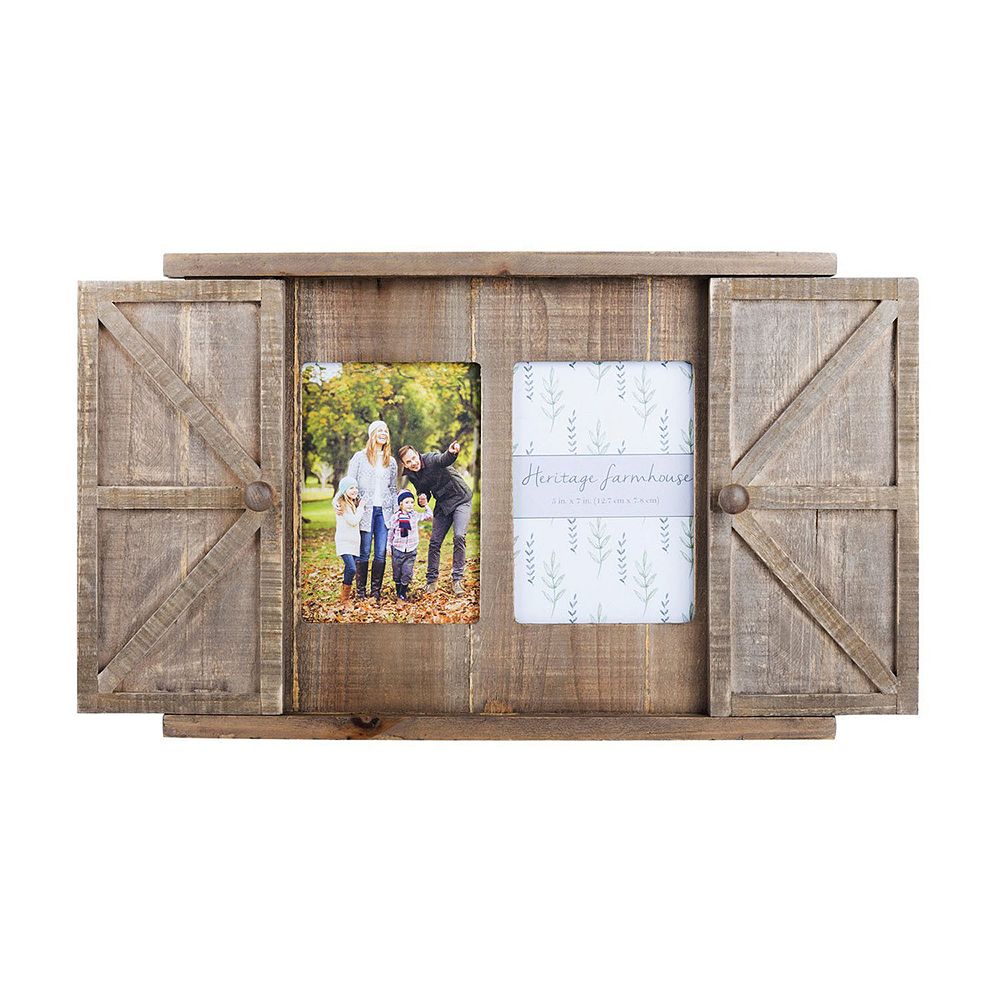 Parisloft 2 Openings Barn Door Wood Wall Picture Frame for 5x7 Photo ...