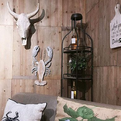 Parisloft 3D Wood and Galvanized Ocean Theme Lobster Wall Hanging Decor