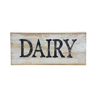 Parisloft Dairy Whitewashed Wood Wall Sign, 10.25 x 1 x 4.5 Inches