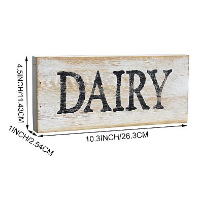 Parisloft Dairy Whitewashed Wood Wall Sign, 10.25 x 1 x 4.5 Inches