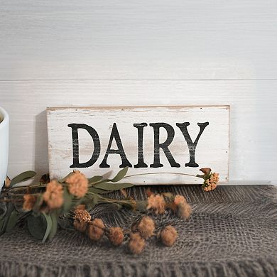 Parisloft Dairy Whitewashed Wood Wall Sign, 10.25 x 1 x 4.5 Inches