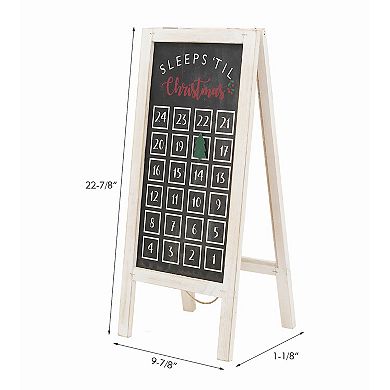 Parisloft Farmhouse Free-standing Christmas Advent Calendar, Brown Frame