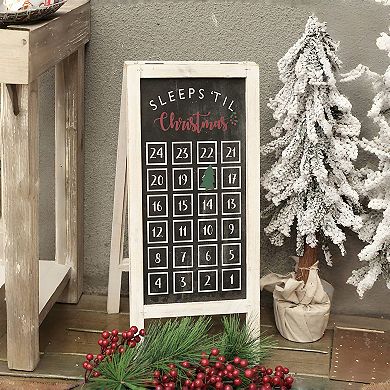 Parisloft Farmhouse Free-standing Christmas Advent Calendar, Brown Frame