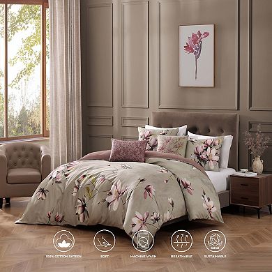 Bebejan Purple Lilies 5 Piece Reversible Comforter Set