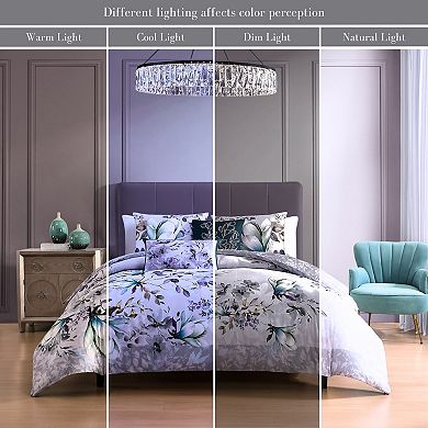 Bebejan Jewel Toned Florals 5 Piece Reversible Comforter Set