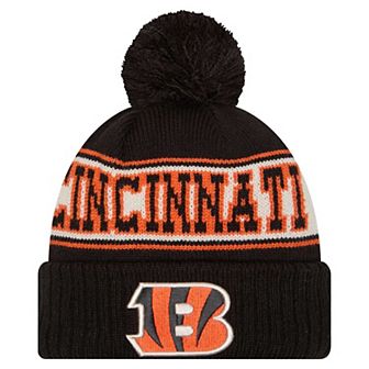 Men's New Era Black Cincinnati Bengals Retro��Cuffed Knit Hat with Pom