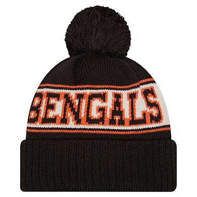 Men's New Era Black Cincinnati Bengals Retro��Cuffed Knit Hat with Pom