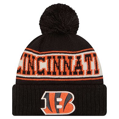 Men's New Era Black Cincinnati Bengals Retro��Cuffed Knit Hat with Pom