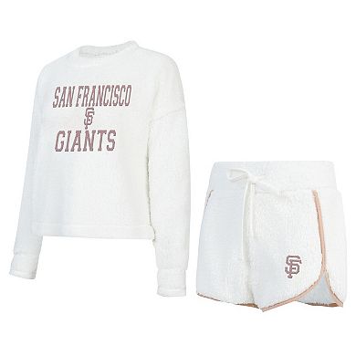 Women's Concepts Sport White San Francisco Giants Painter Sherpa Long Sleeve T-Shirt & Short Set