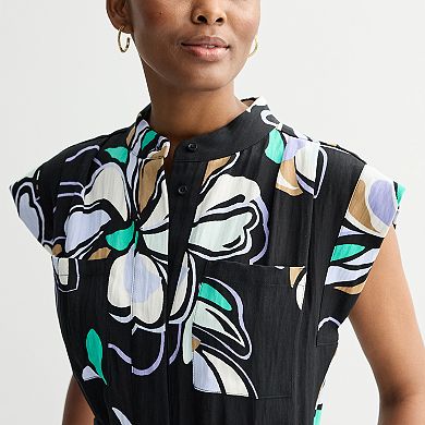 Women's Nine West Cap Sleeve Midi Shirt Dress