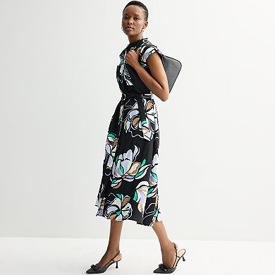 Women's Nine West Cap Sleeve Midi Shirt Dress