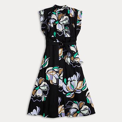 Women's Nine West Cap Sleeve Midi Shirt Dress