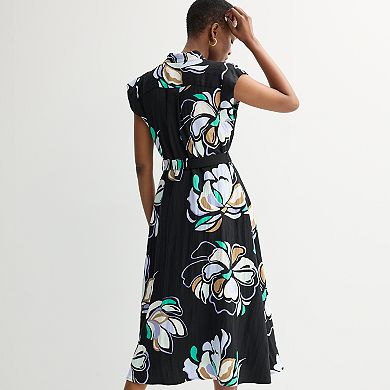 Women's Nine West Cap Sleeve Midi Shirt Dress