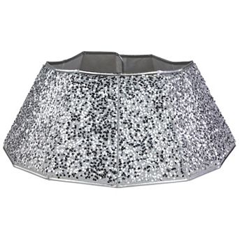 Northlight 26" Silver Sequins Hexagonal Christmas Tree Collar