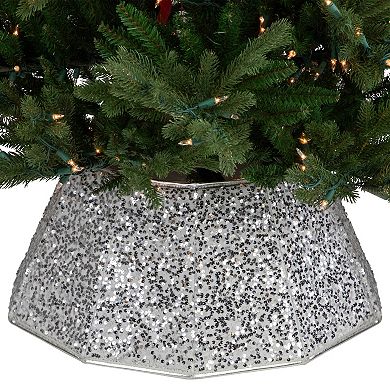 Northlight 26" Silver Sequins Hexagonal Christmas Tree Collar