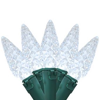 Northlight 200-Count Pure White LED Faceted C6 Christmas Lights