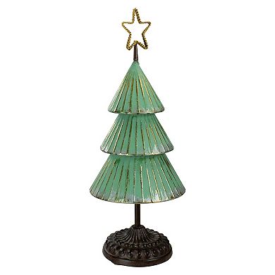 Northlight 17" Rustic Green & Gold Christmas Tree Table Décor