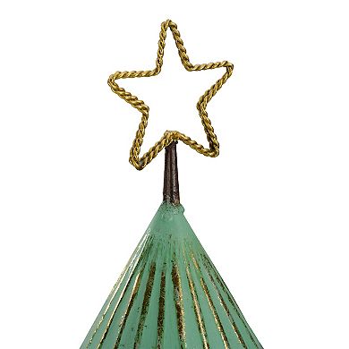 Northlight 17" Rustic Green & Gold Christmas Tree Table Décor