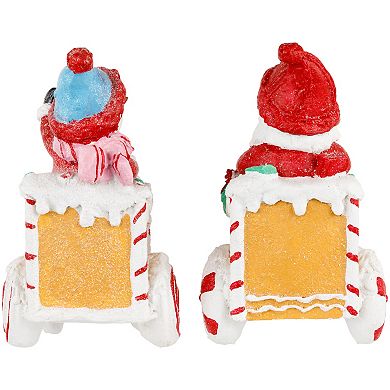 Northlight Santa & Snowman on Gingerbread Trains Christmas Figures 2-piece Set