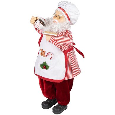 Northlight 24" Animated & Musical Chef Santa Claus With Hot Cocoa & Cookie Christmas Figure